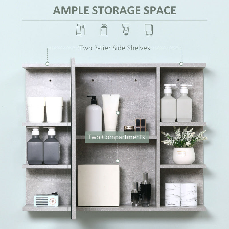 32" x 8" Medicine Cabinet Bathroom Wall Cabinet w/ Mirror Door Storage Shelf