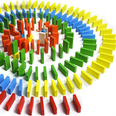 120Pcs Kids Wooden Coloured Tiles Dominoes Set Toy Blocks Arts Crafts Fun Gam CA