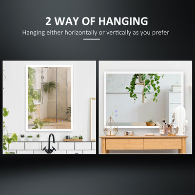 kleankin LED Bathroom Mirror, Wall Mounted Lighted Vanity Mirror w/ Smart Touch