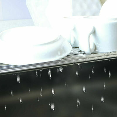 Kitchen Stainless Steel Sink Drain Rack Roll Up Dish Food Drying Drainer Mat