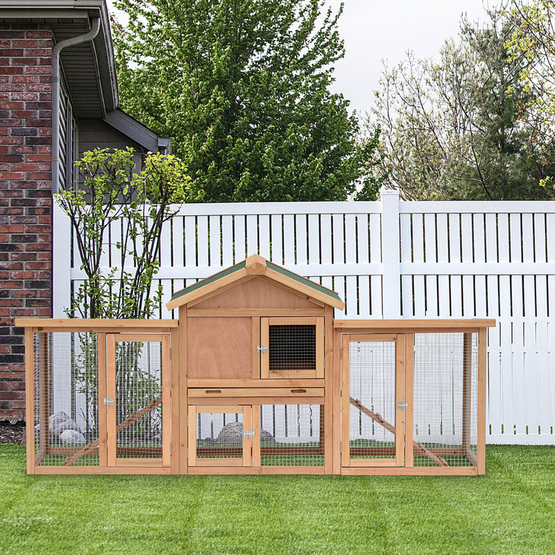 80&quot; Wooden Chicken Coop Backyard Hen Cage House Poultry w/ Nesting Box Run