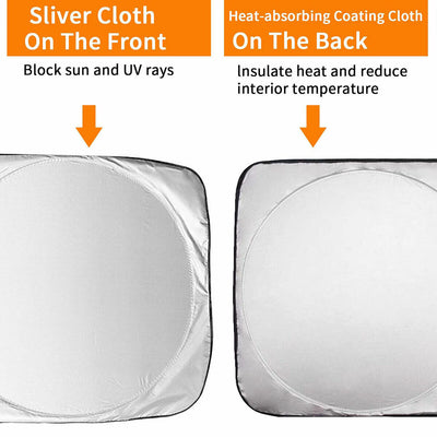 [2-Pack] Car Windshield Sun Shade Blocks UV Light Sun Rays (Classic 59x31 in) CA