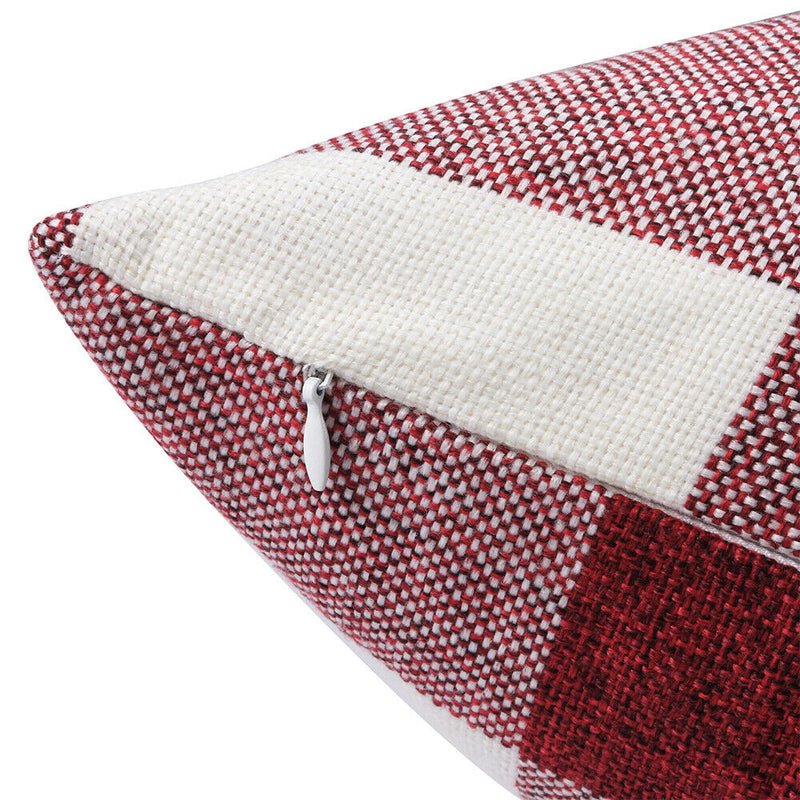 Decorative Square Checker Plaid Cotton Linen Throw Pillow Cover-Classical Design