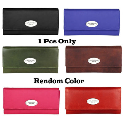 100% Genuine Leather Wallets Ladies Clutch Purse Wallets With RFID Blocking CA