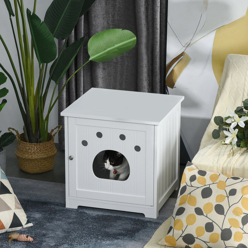 Cat Washroom Pet Litter Box Enclosure Kitten House End Table Hideaway Cabinet