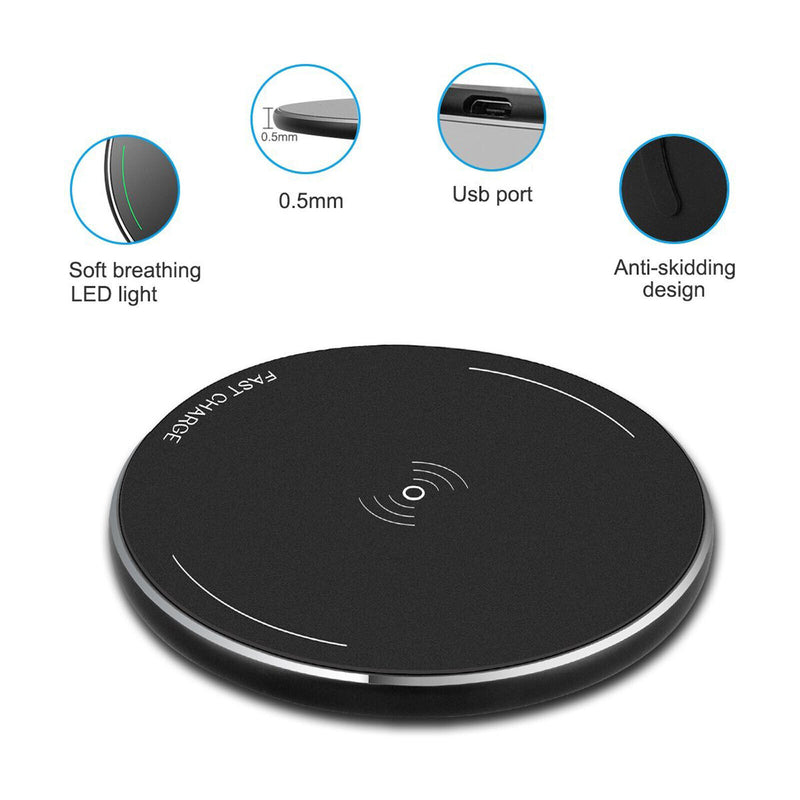 Qi-Certified 10W Max Wireless Charging Pad for iPhone 12 11 Xs, Galaxy S21U S20+