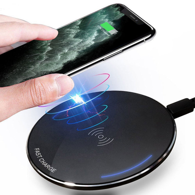 10W Metal Qi Wireless Charger Fast Charging Mat For iPhone 11 Xs Galaxy S20U 10+