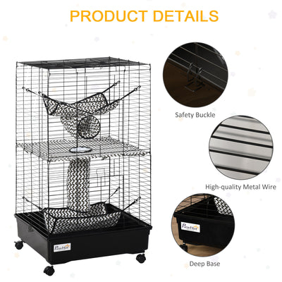 Small Animal Habitat Pet Play House for Ferret w/ Wheels Hammocks Tunnels