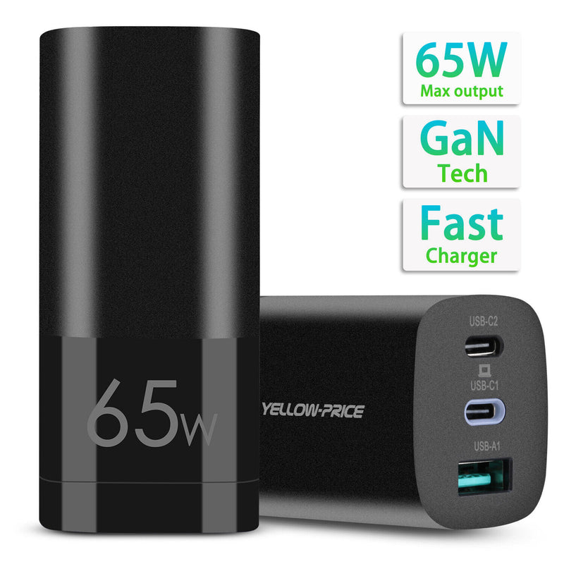 Portable 65W GaN Tech PD USB C Wall Charger for iPhone/iPad/MacBook/Dell XPS/HP
