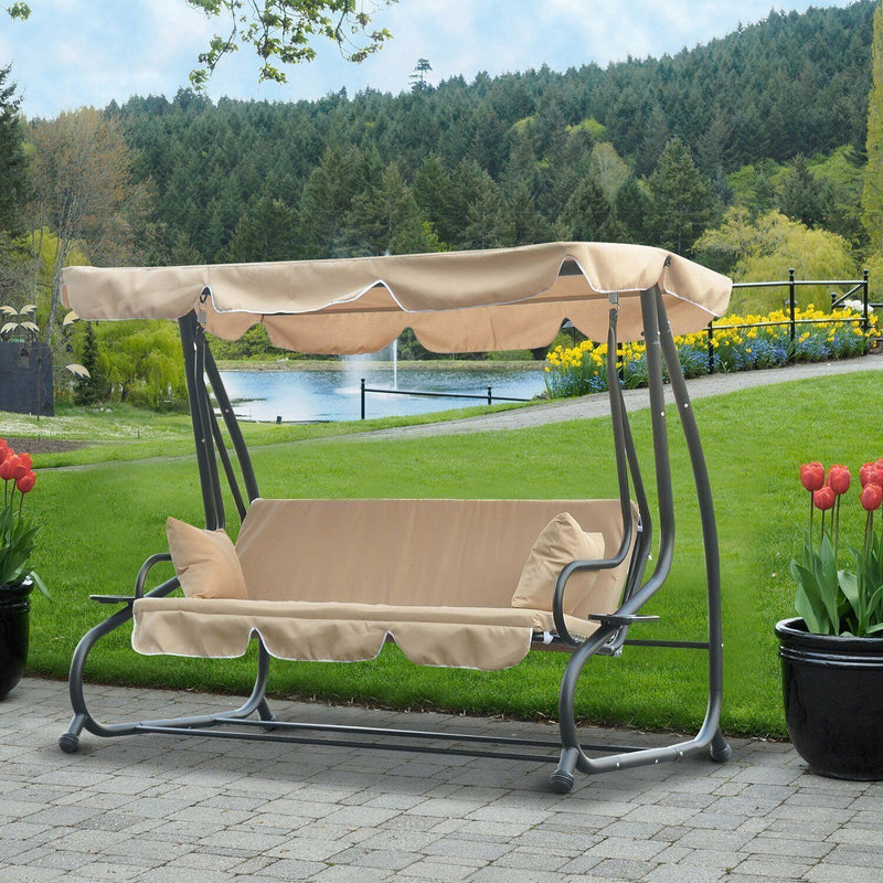 Clearance Sale 3 Seater Covered Outdoor Swing Chair Garden Hammock with Canopy