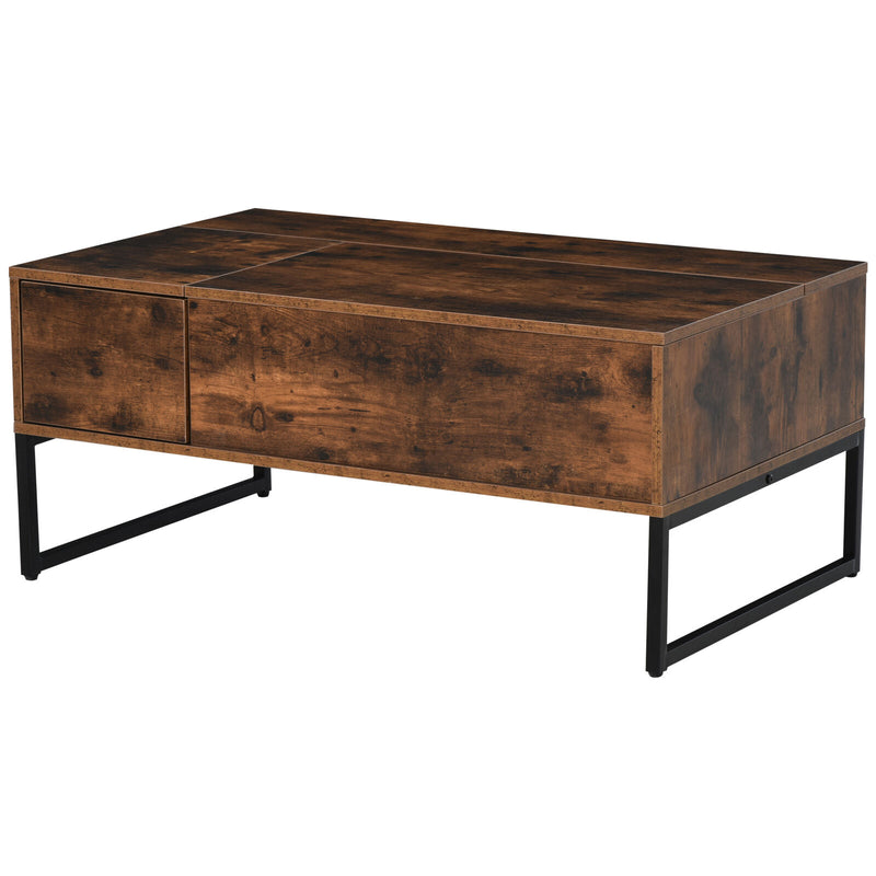 HOMCOM Foldable  Lift Top Coffee Table Convertible Furniture with 2 Storage