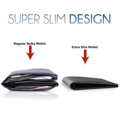 Luxury Mens Slim Front Pocket Wallet ID Window Card Case with RFID Blocking CA