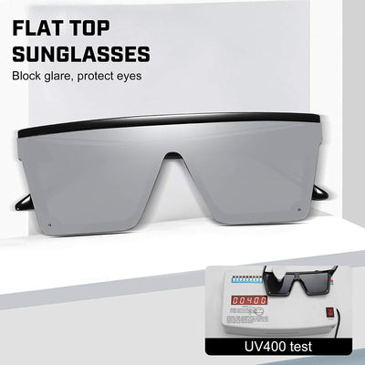 UV400 Flat Top oversized Shield Sunglasses / Trending Big Square Celeb Retro CA