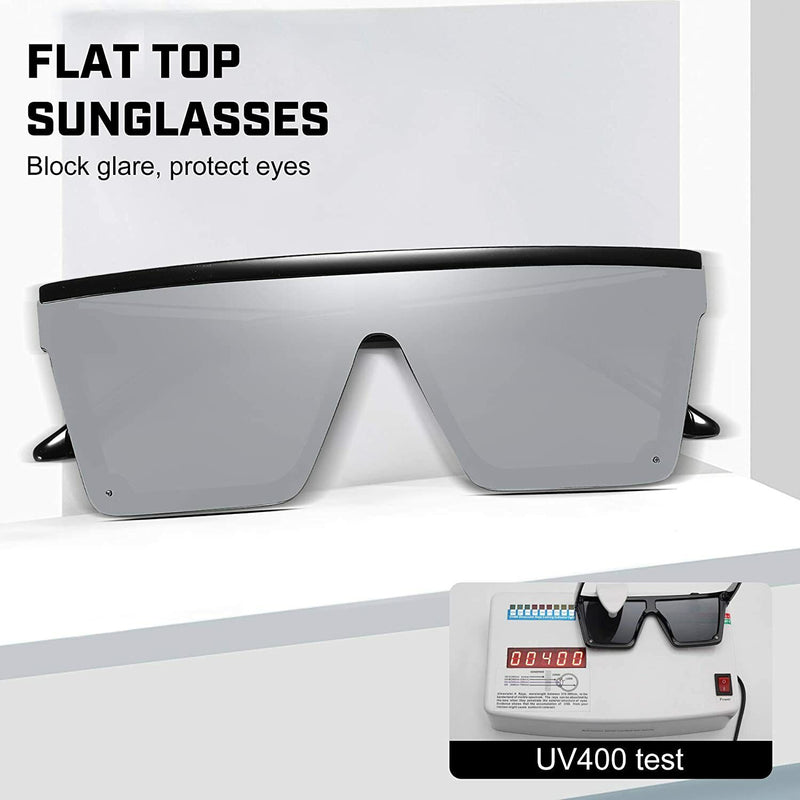 UV400 Flat Top oversized Shield Sunglasses / Trending Big Square Celeb Retro CA