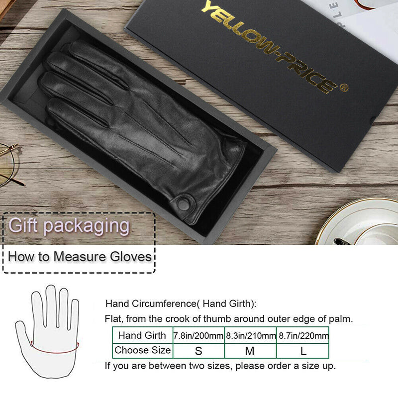 Luxury Leather Driving Gloves For Men | Sheepskin Leather | Cashmere Lined-Black