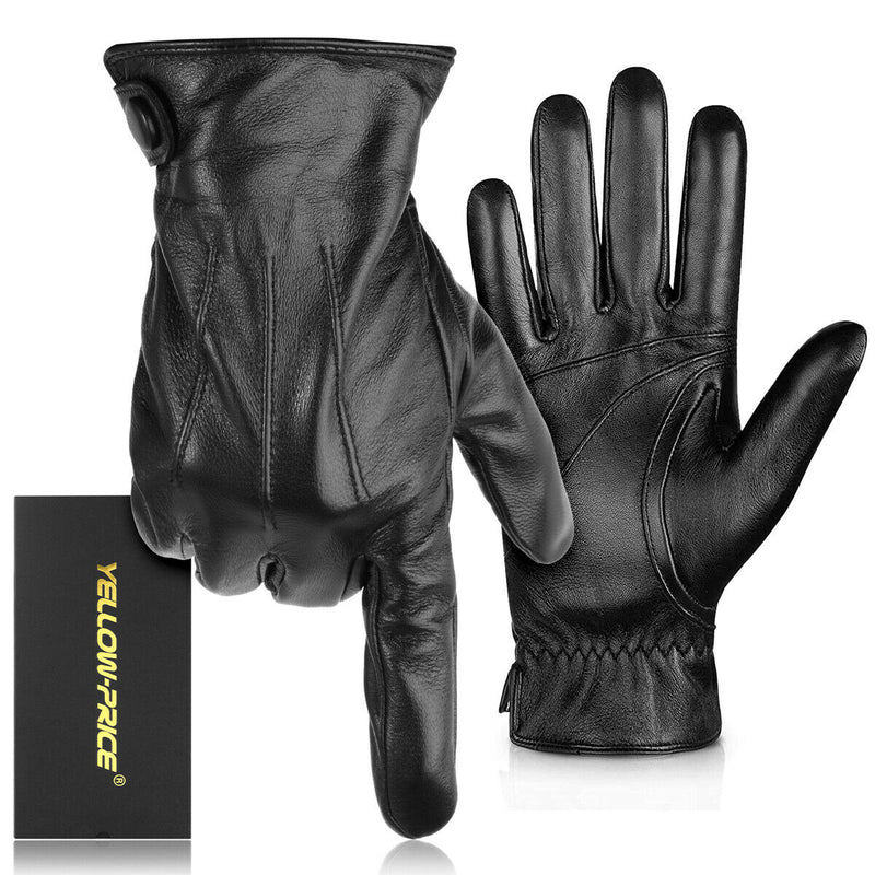 Luxury Leather Driving Gloves For Men | Sheepskin Leather | Cashmere Lined-Black