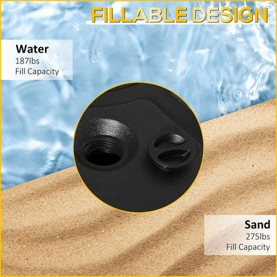 Cantilever Offset Umbrella Base Stand Fillable Umbrella Holder w/ Wheels, Black
