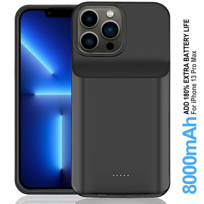 8000mAh 15W Wireless Charging Extended Battery Case for Apple iPhone 13 Pro Max