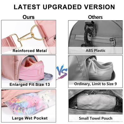 Women Dry Wet Separated Gym Bag with Shoes Compartment for Sport & Travel, Pink