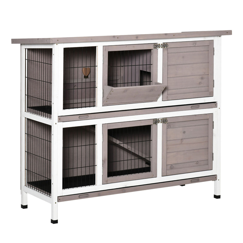Indoor or Outdoor Rabbit Hutch with Quick on-the-Go Feeding, Wood Rabbit Cage 196393071083