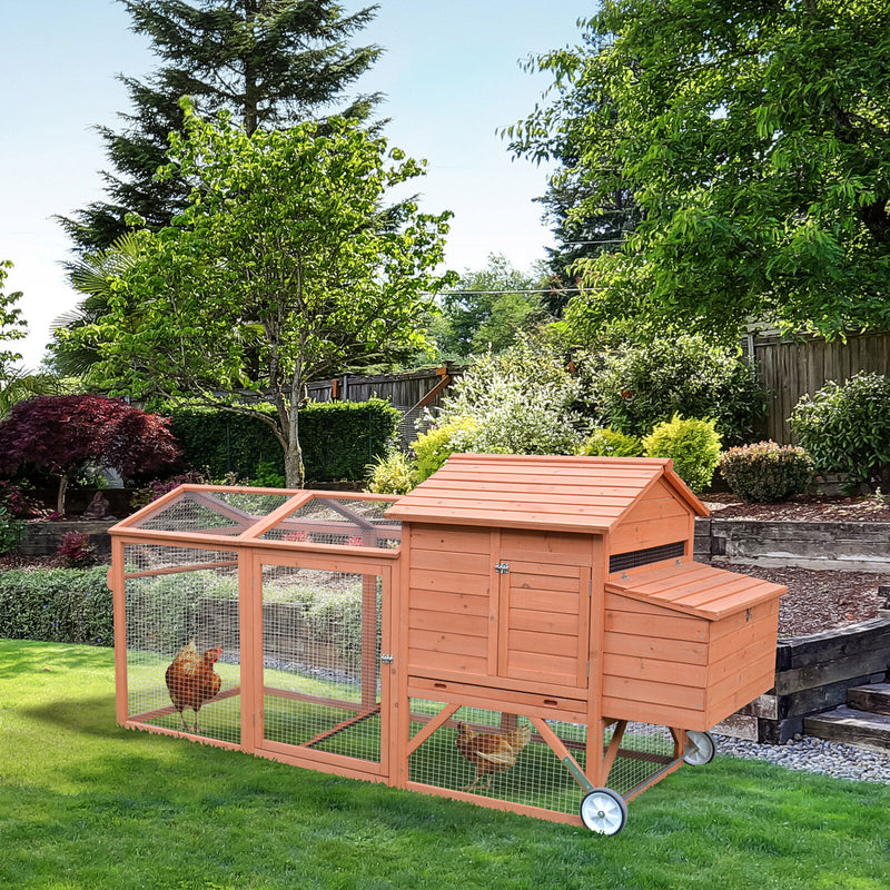 Fir Wood Hen House with Outdoor Run Ramp Lockable Doors and Perch, Natural 700729272251