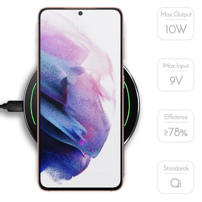 Qi-Certified 10W Max Wireless Charging Pad for iPhone 12 11 Xs, Galaxy S21U S20+