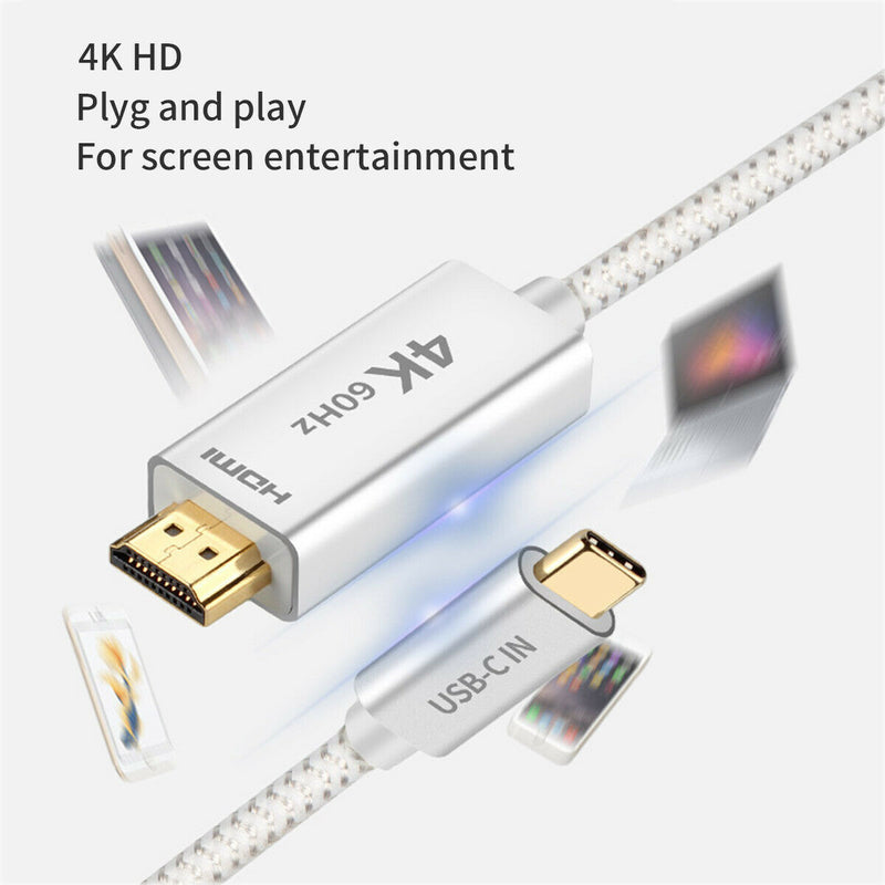 USB C to HDMI Cable(4K/60Hz)-Type C Male to HDMI Male for Dell MacBook Pro,iMac