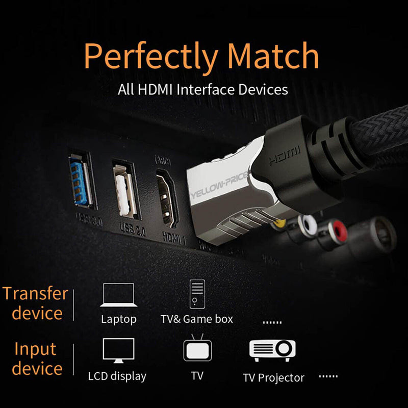 1/2PACK 10FT Long Zinc Alloy & Braided HDMI 2.1 8K@120Hz Cable for PS5/4 XBOX CA
