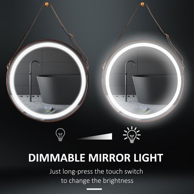 kleankin Modern LED Bathroom Mirror, Dimmable Vanity Mirror w/ Anti-fog Bedroom