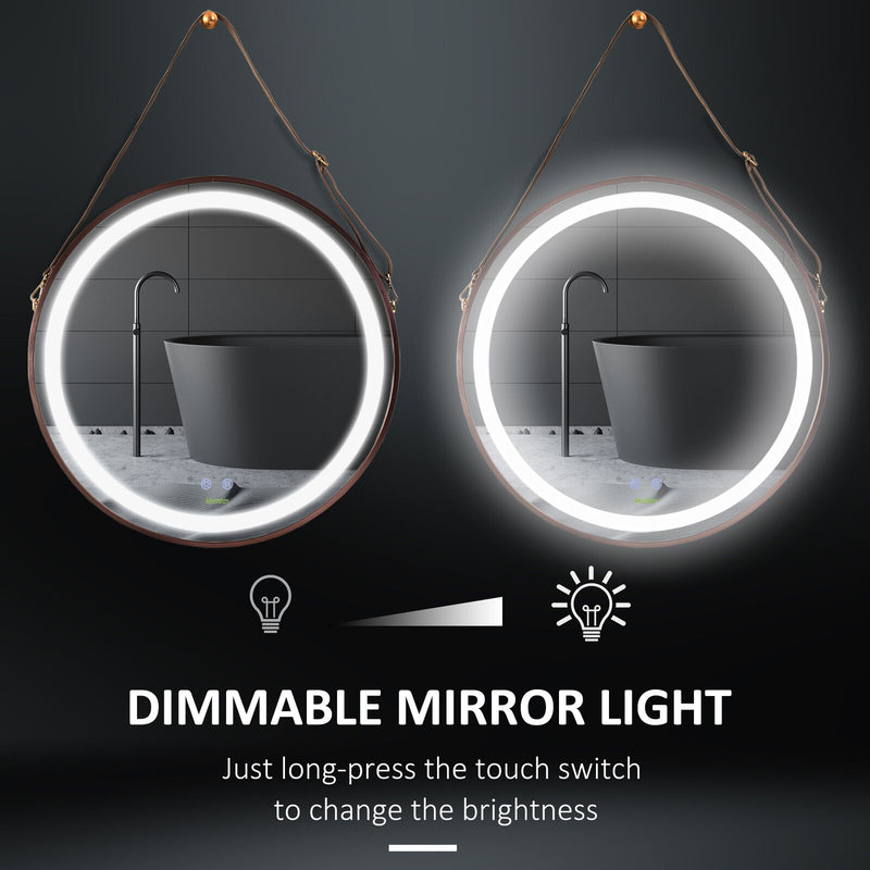 kleankin Modern LED Bathroom Mirror, Dimmable Vanity Mirror w/ Anti-fog Bedroom