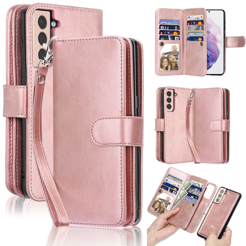 Women Magnetic Detachable Purse Wallet Case for Galaxy S21+ Plus 6.7", ROSE Gold