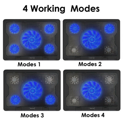 Ultra-Slim Laptop Cooling Pad Chill Mat 5 Fans for Apple Macbook Pro Air 13" 15"