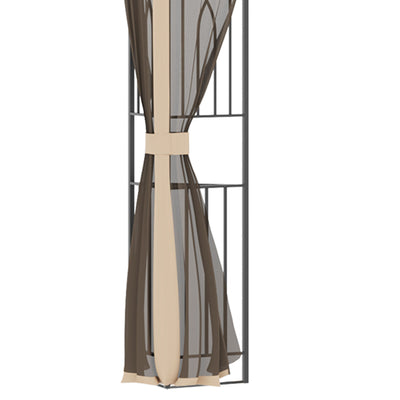12&apos; x 10&apos; Patio Gazebo Outdoor Canopy Shelter with Double Tier Roof, Brown