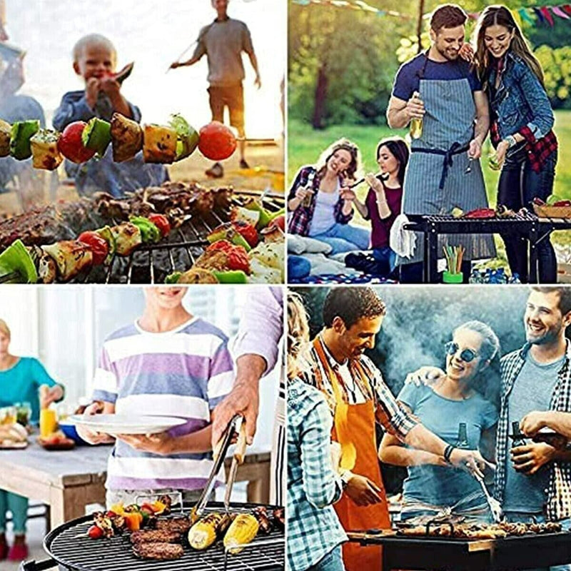 6pcs BBQ Kabob Skewers Roasting Sticks Meat Skewers 35cm Flat Stainless Steel