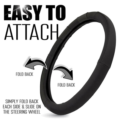 Black Premium Car Steering Wheel Cover for Sedan, SUV Universal 15 Inch CA