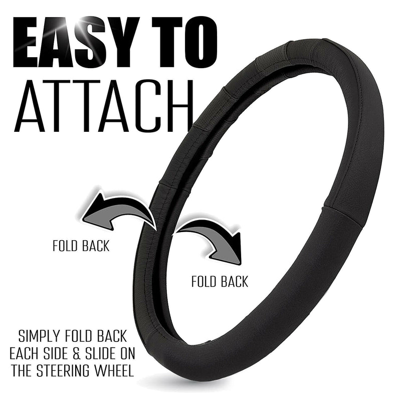Black Premium Car Steering Wheel Cover for Sedan, SUV Universal 15 Inch CA