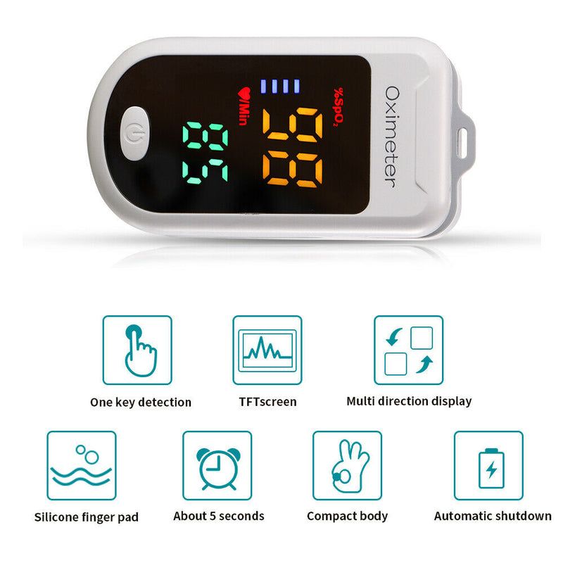 Portable Digital Fingertip Pulse Oximeter Blood Oxygen Saturation Monitor, Black