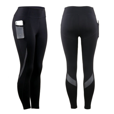 Women's Breathable High Waisted Compression Gym Leggings Pants with Side Pockets