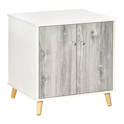 Wooden Cat Mess-free Litter Box, Wide Enclosure End Table w/ 2 Magnetic Doors 196393066744