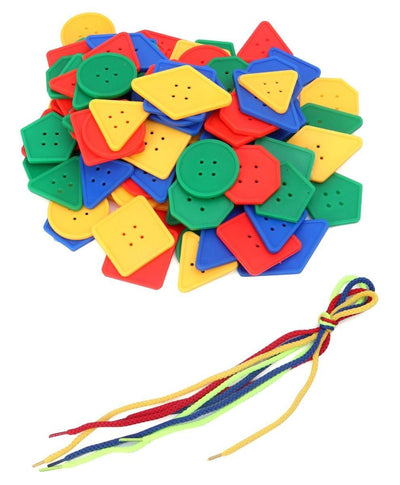 80x Large Sorting Buttons &amp; 4 Threading Laces Education Early Learning Game CA