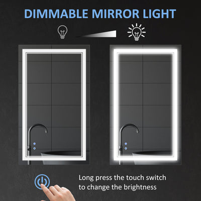 kleankin Modern LED Bathroom Mirror, Dimmable Vanity Mirror w/ Memory Function