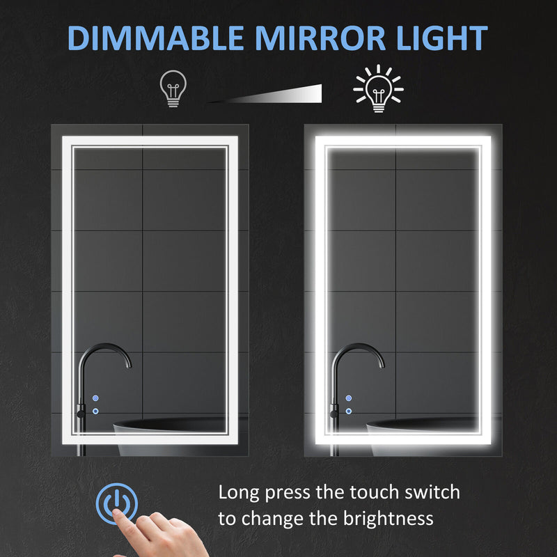 kleankin Modern LED Bathroom Mirror, Dimmable Vanity Mirror w/ Memory Function