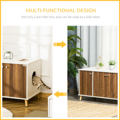 Cat Litter Box Enclosure Hidden Cat Furniture w/ Adjustable Shelf Magnetic Door 196393066720