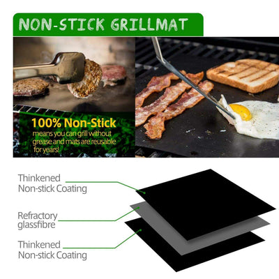 10 PCS BBQ Grill Mat Bake Non Stick Grilling Mats Barbecue Pad