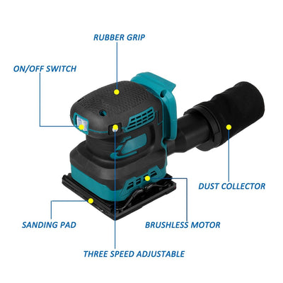 Brushless Random Orbital Sander Wood Grinder Polishing Electric Grinding Machine