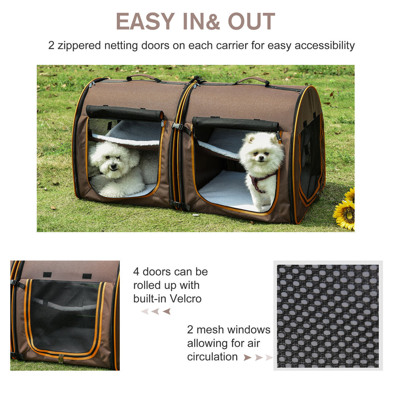 Large Portable Double Cat Pet Carrier Kennel Bag Oxford Travel Car Seat