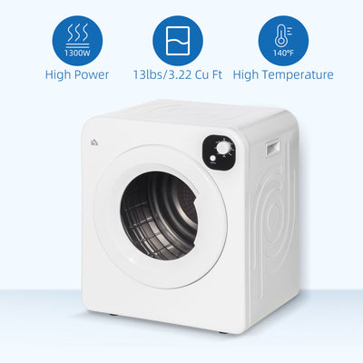 HOMCOM Compact Laundry Dryer Machine w/ 7 Drying Modes 1300 W for Dorm