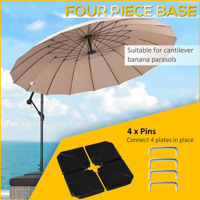4 Piece Cantilever Offset Umbrella Base Stand Parasol Weights Water, Sand Black