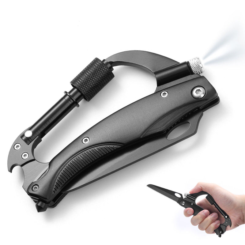 Survival Camping EDC Multi-Tool Gear Carabiner Keychain Key Holder Screwdriver