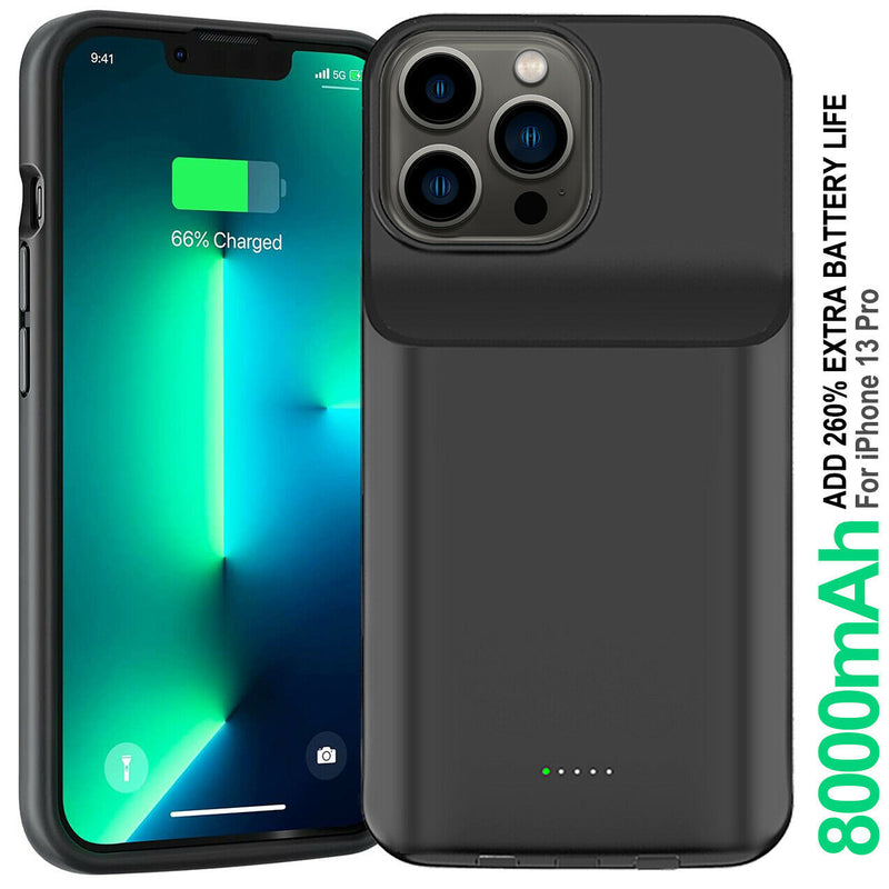For iPhone 13 Pro 6.1" Wireless Charging Extended Battery Pack Case without Plug